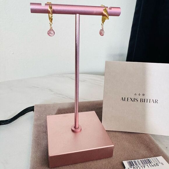 Alexas Bittar Asterales Thorn 14K Goldplated & Pink Tourmaline Drop Earrings NWT - Picture 1 of 16